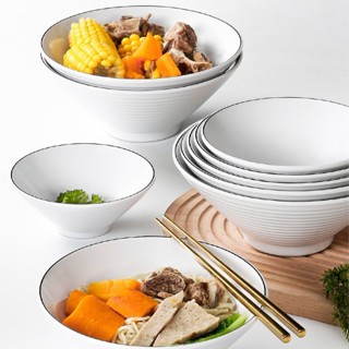 Bát  Phíp ( Melamine A5 )  Trắng Viền Đen – Phong Cách Bắc Âu Cổ Điển Sang Trọng  007A400