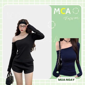 Áo thun nữ tay dài kiểu lệch vai MCA dáng ôm basic A51215