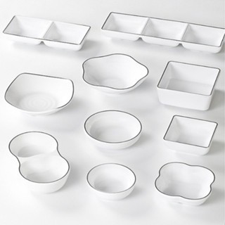 Bát Nước Chấm Phíp ( Melamine A5 )  Trắng Viền Đen – Phong Cách Bắc Âu Cổ Điển Sang Trọng  52A100
