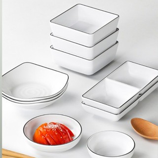 Bát Nước Chấm Phíp ( Melamine A5 )  Trắng Viền Đen – Phong Cách Bắc Âu Cổ Điển Sang Trọng  3735A100
