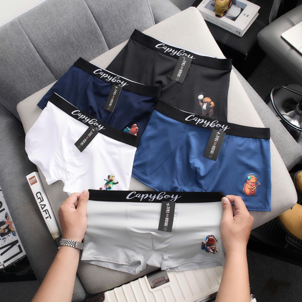 [Combo 5-10 boxer] Quần Chíp Bé Trai Chất Vải Thun Lạnh Sợi Tự Nhiên In Nhiều Hình Cappy Đẹp, Quần Lót Nam Boxer Co Dãn.