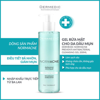 [HÀNG CÔNG TY] Sữa Rửa Mặt Làm Sạch Sâu, Giảm Mụn Dermedic Normacne Preventi Antibacterial Cleansing Gel (200ml-500ml)