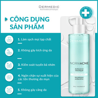 [HÀNG CÔNG TY] Sữa Rửa Mặt Làm Sạch Sâu, Giảm Mụn Dermedic Normacne Preventi Antibacterial Cleansing Gel (200ml-500ml)