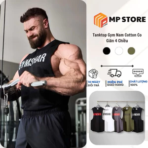 Tanktop Gym Nam Cotton Co Giãn 4 Chiều Form Thoải Mái In Chữ Ngực Local Brand 2025
