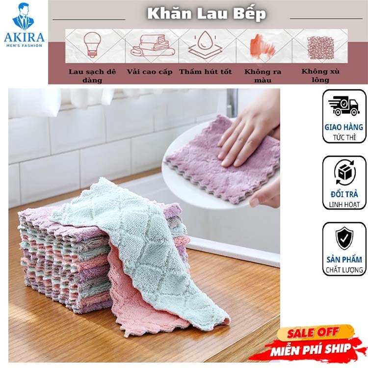 Khăn lau bếp đa năng 2 mặt siêu thấm (lau bếp, bát đĩa, bàn ghế...) chống dính dầu mỡ hai mặt
