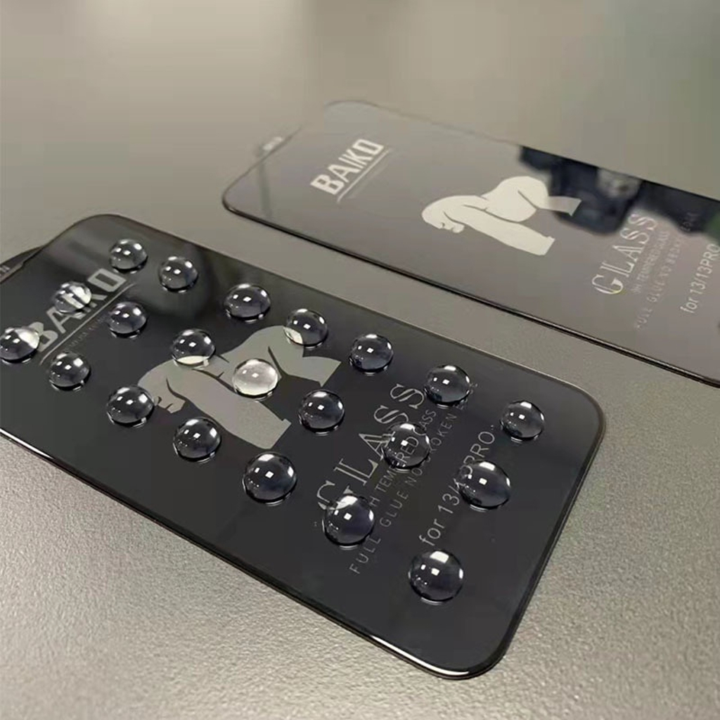 Kính cường lực Baiko bảo vệ màng loa hạn chế vân tay cho IPhone 11 12 13 14 15 16 17Promax Pro Plus