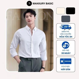 Áo sơ mi  nam tay dài, Áo sơ mi lụa đen trơn form rộng mềm mát mịn đi học đi làm S01