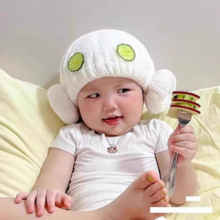 Mũ chùm đầu tắm bé 2 cục bông quấn phong cách hàn quốc cho bé từ 0-6 tuổi