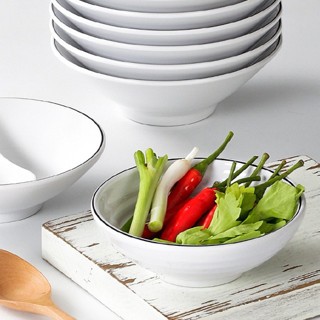 Bát Ăn Cơm Phíp ( Melamine A5 )  Trắng Viền Đen – Phong Cách Bắc Âu Cổ Điển Sang Trọng  140083