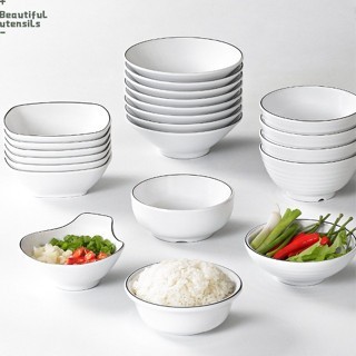 Bát Ăn Cơm Phíp ( Melamine A5 )  Trắng Viền Đen – Phong Cách Bắc Âu Cổ Điển Sang Trọng  222023