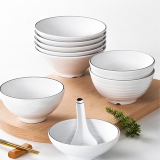 Bát Ăn Cơm Phíp ( Melamine A5 )  Trắng Viền Đen – Phong Cách Bắc Âu Cổ Điển Sang Trọng  140083