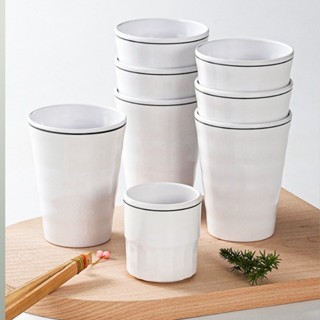 Cốc Uống Nước Phíp ( Melamine A5 )  Trắng Viền Đen – Phong Cách Bắc Âu Cổ Điển Sang Trọng  5207