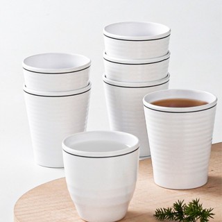 Cốc Uống Nước Phíp ( Melamine A5 )  Trắng Viền Đen – Phong Cách Bắc Âu Cổ Điển Sang Trọng  5207