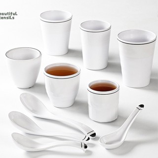 Cốc Uống Nước Phíp ( Melamine A5 )  Trắng Viền Đen – Phong Cách Bắc Âu Cổ Điển Sang Trọng  5207