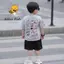 Set Bé Trai Siêu Nhân Điện Quang – Áo Cotton Xám, Quần Kaki Đen Cá Tính, Năng Động