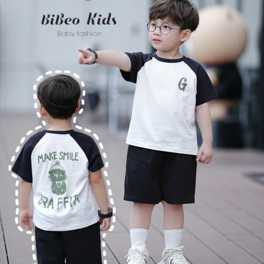 Bộ quần áo IN CHỮ G quần Kaki  cho bé trai , Quần áo chất COTTON mềm thoải mái cho bé