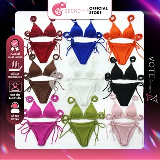 [HCM] Bikini GECKO 2 Mảnh Tam Giác Xốp Văn 6 Khoen 2M35 (Ảnh Thật, Nhiều Màu)