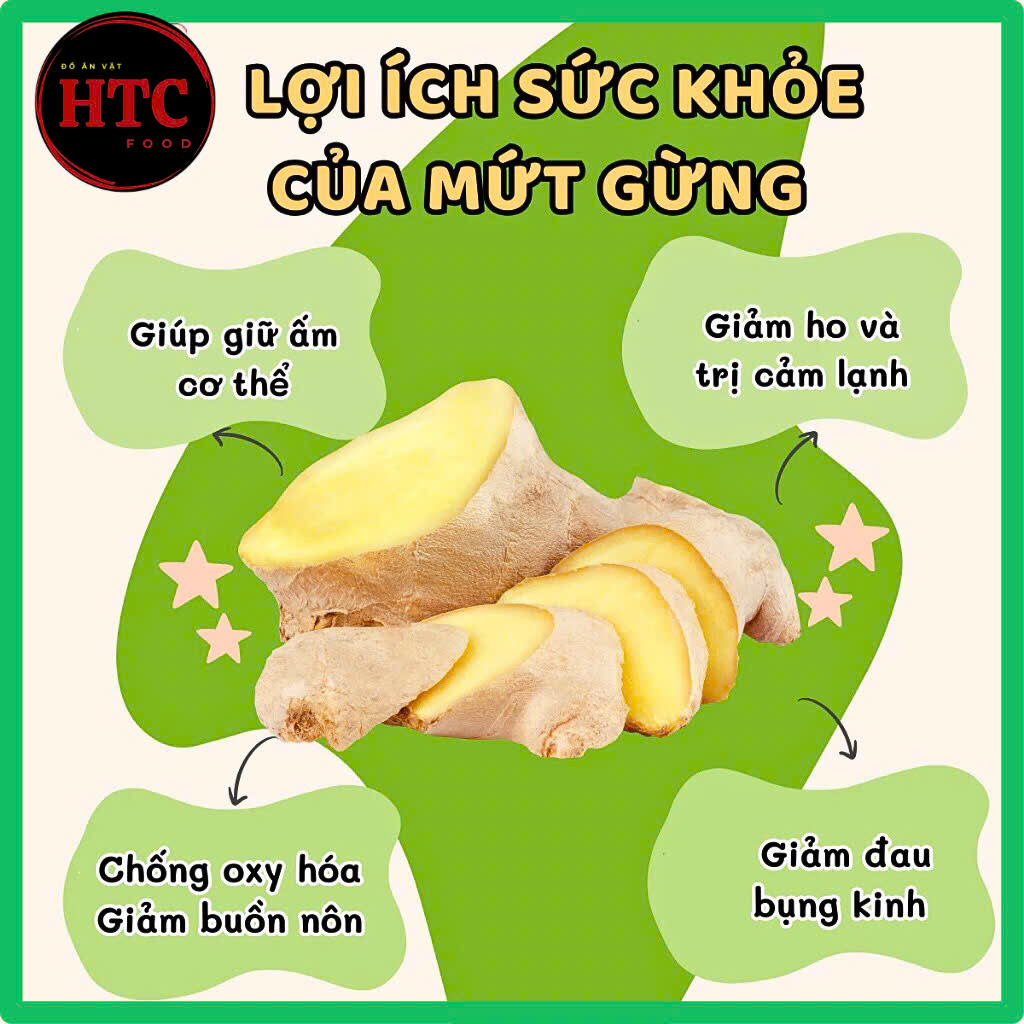 Mứt gừng mứt Tết đặc biệt nhà làm the cay ấm nồng, ít đường, mứt trái cây ngon, đồ ăn vặt HTC Food