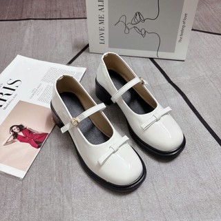 [FORM RỘNG CHÂN THON LÙI 1 SZ] Giày Búp Bê Lolita Đế Đốc 5P Chất Da Bóng Thắt Nơ Xinh Xắn Điệu Đà