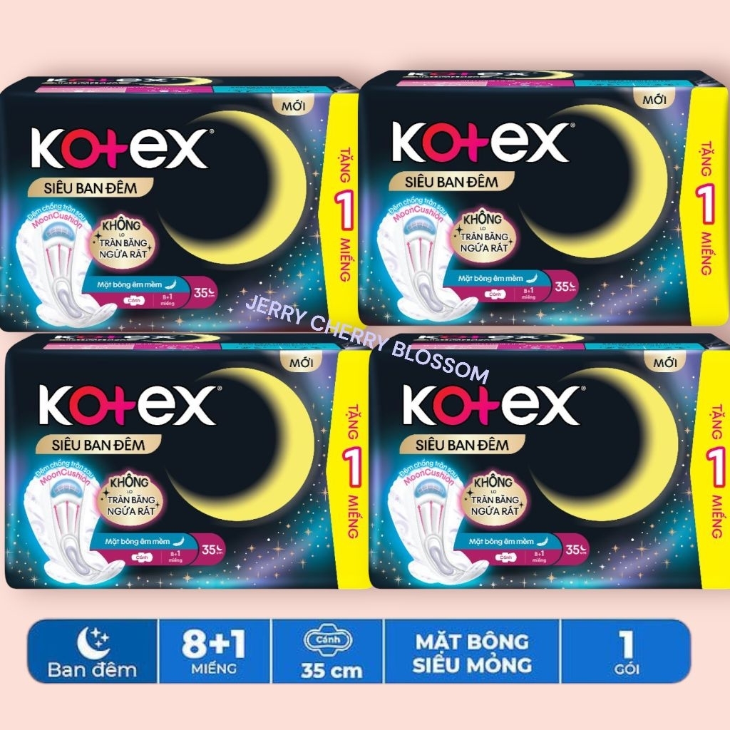 Combo 4 gói Kotex siêu ban đêm 35cm 8+1m