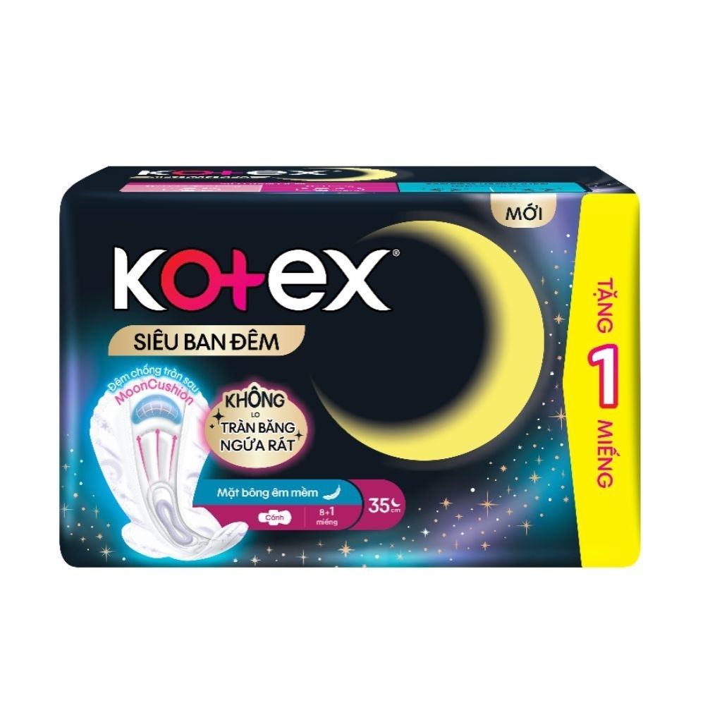 Combo 4 gói Kotex siêu ban đêm 35cm 8+1m