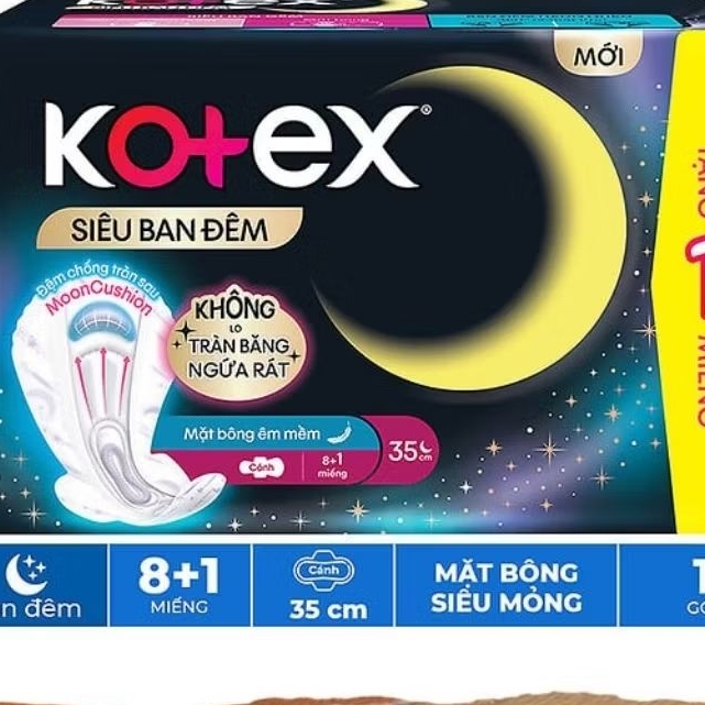 Combo 4 gói Kotex siêu ban đêm 35cm 8+1m
