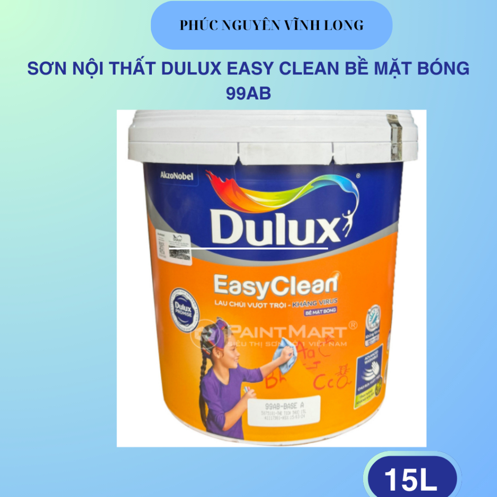 Sơn Nội Thất Dulux Easy Clean Mờ 99AB-Lau Chùi Vượt Trội, Kháng Virus ...