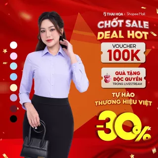 Áo sơ mi nữ ASW0101-R01 dài tay form ôm vải cotton trơn các màu Thái Hòa