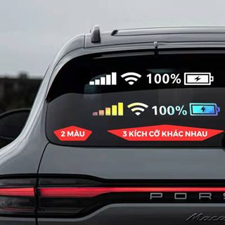 Decal Phản Quang Dán Xe Hơi Pin 100% Vạch Sóng Wifi Mạnh – Tràn Đầy Năng Lượng, Chống Nước