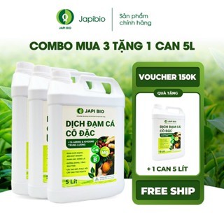 Combo 4 can đạm cá hữu cơ JapiBio 5L – Nuôi trái lớn nhanh, tiết kiệm chi phí, phủ vườn công nghiệp