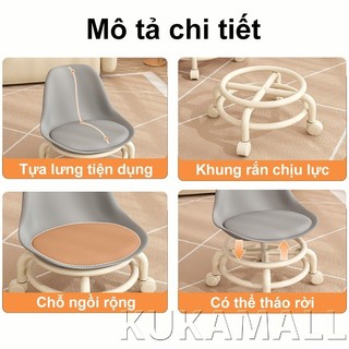 KUKA Ghế đôn thấp Eames PP có bánh xe Đơn giản đa năng Thoải mái tiện lợi  Phù hợp mọi không gian