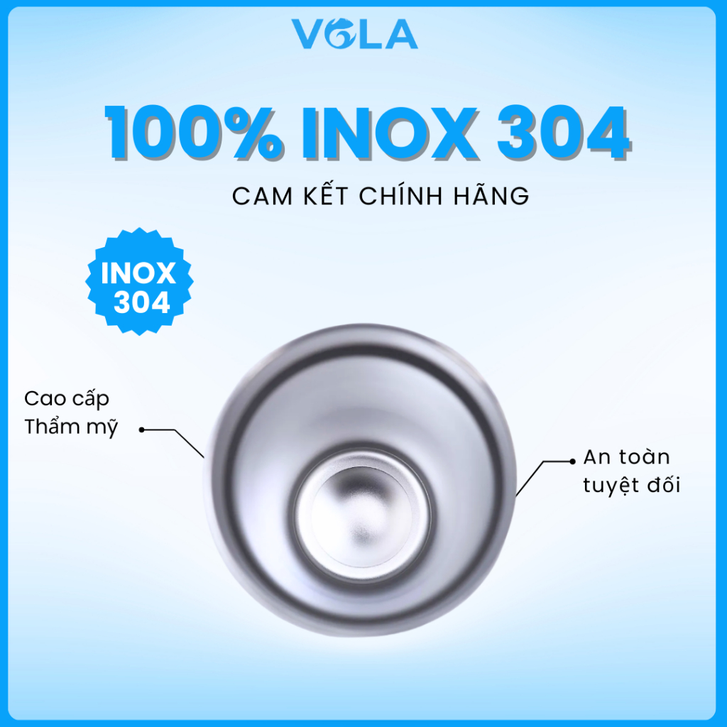 Ly giữ nhiệt VOLA 600ml inox 304 cao cấp, Cốc giữ nhiệt khắc tên có sẵn ống hút