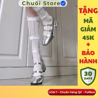 Giày lolita nữ da PU tổng hợp dệt vải đế cao su tiểu thư dịu dàng thanh lịch nhẹ nhàng