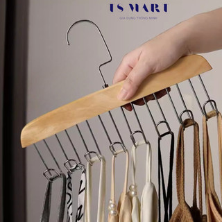 Combo 5 móc treo gỗ 8 mắc treo đồ đa năng áo lót túi cà vạt thắt lưng tiện dụng #A195