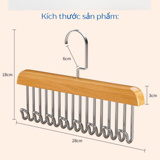 Combo 5 móc treo gỗ 8 mắc treo đồ đa năng áo lót túi cà vạt thắt lưng tiện dụng #A195