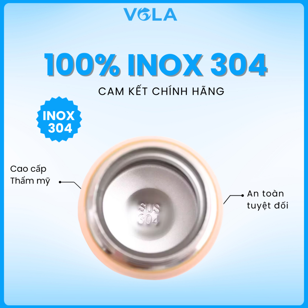 Bình giữ nhiệt VOLA 360ml inox 304 cao cấp, Bình giữ nhiệt mini nhỏ gọn, khắc tên miễn phí