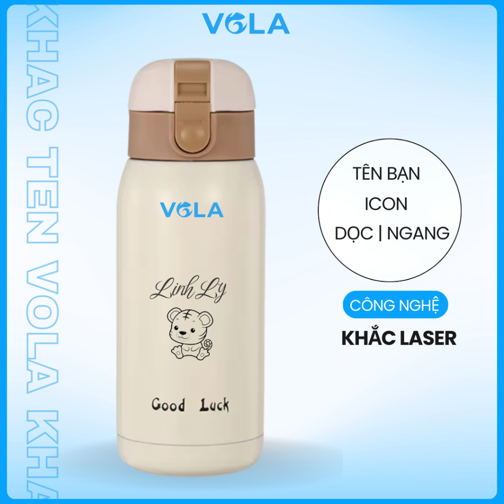Bình giữ nhiệt VOLA 360ml inox 304 cao cấp, Bình giữ nhiệt mini nhỏ gọn, khắc tên miễn phí