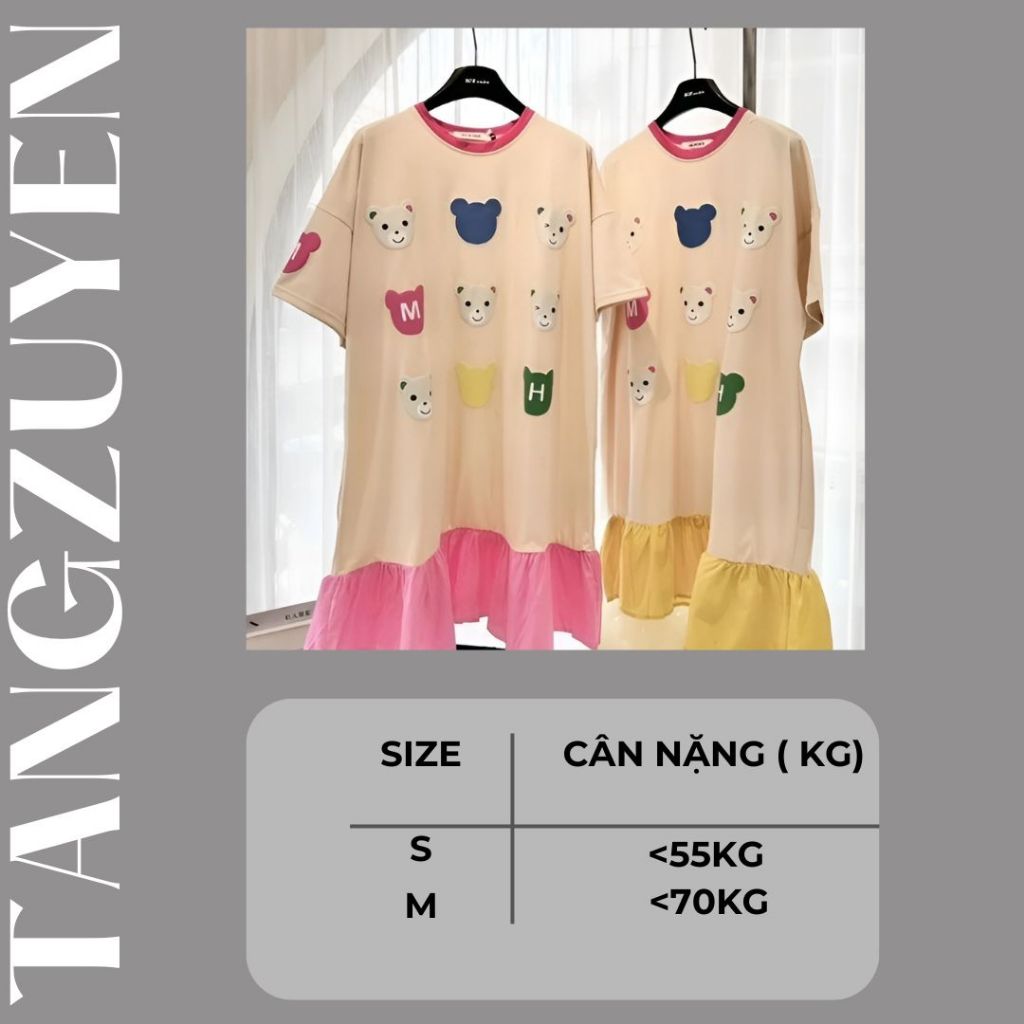 Đầm nữ Váy đuôi cá dáng babydoll cộc tay phối màu họa tiết cún cute dễ thương  dáng rộng bigsize bầy mặc được trẻ T1240G