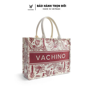 (Size 36-47cm) Túi cói đi biển VACHINO TX038 – họa tiết vintage hoa lá, thân thiện môi trường