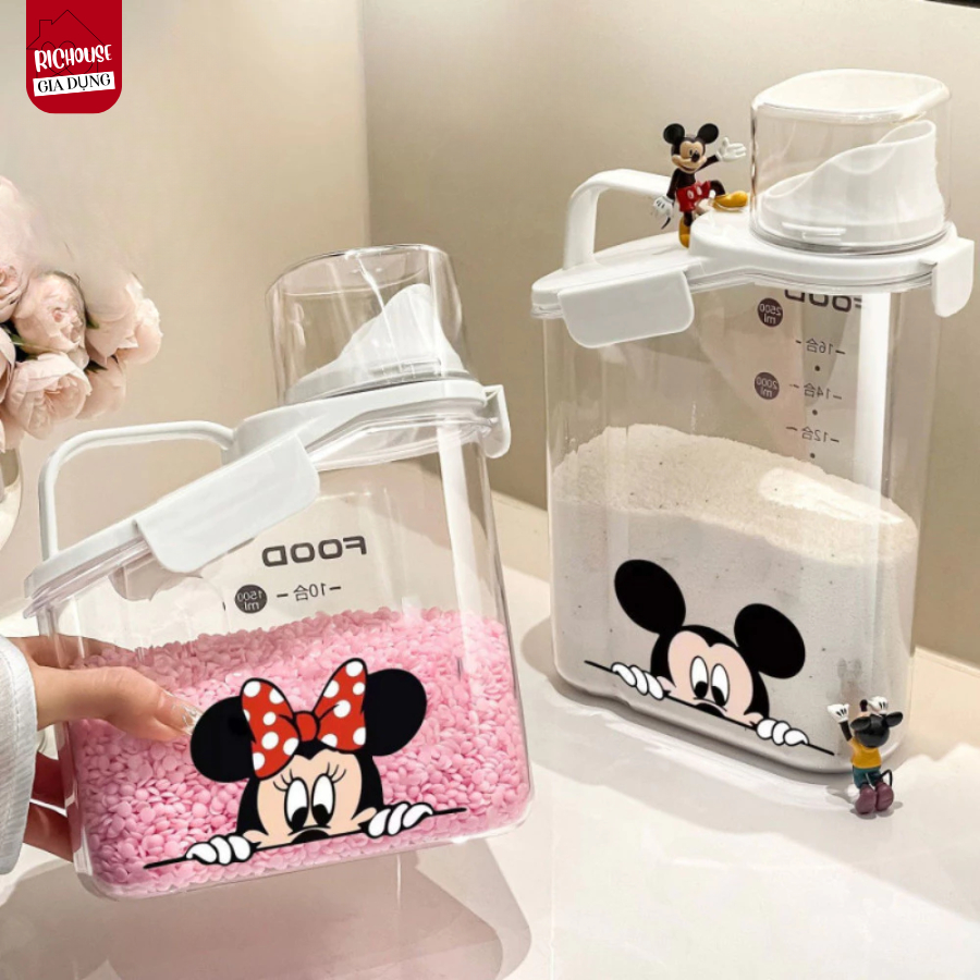 Hộp Đựng Bột Giặt, Đồ Khô Nắp Kín Chống Ẩm, Hộp Đựng Thức Ăn Cho Chó, Mèo Kèm Cốc Đong
