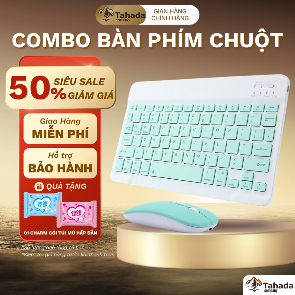 Combo bàn phím chuột bluetooth dành cho văn phòng , chơi game công nghệ chống ồn 10inch