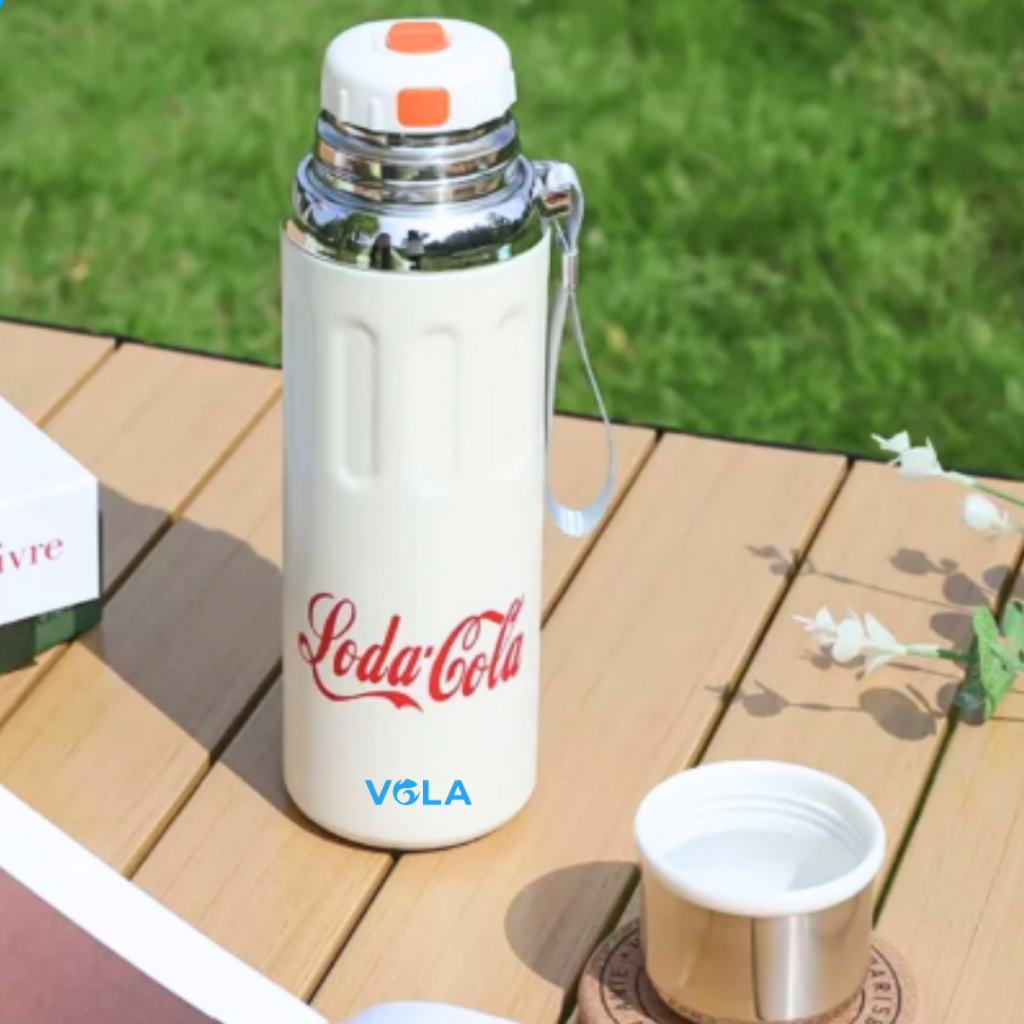 Bình giữ nhiệt VOLA 750ml inox 316, Bình giữ nhiệt dung tích lớn có dây treo và khắc tên miễn phí