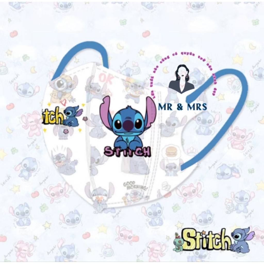 (Set 10/60c) Khẩu Trang Hoạt Hình STITCH 3D cho bé 3-12T