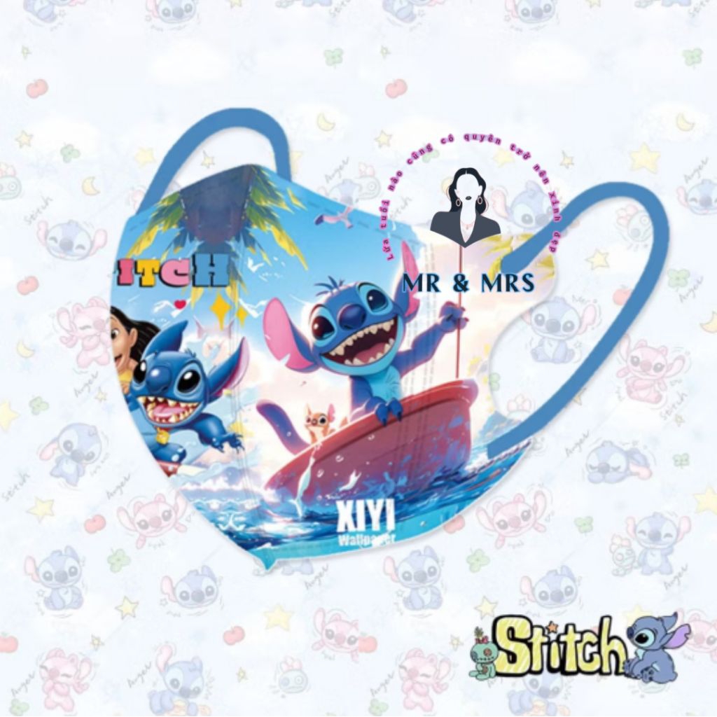 (Set 10/60c) Khẩu Trang Hoạt Hình STITCH 3D cho bé 3-12T