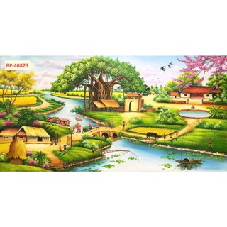 Tranh Vinh Quy Bái Tổ in Vải Lụa cao cấp chuyên dán tường Nhiều Kích Thước Lựa Chọn