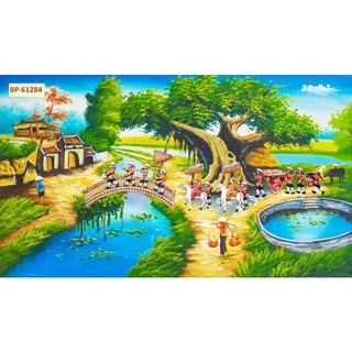 Tranh Vinh Quy Bái Tổ in Vải Lụa cao cấp chuyên dán tường Nhiều Kích Thước Lựa Chọn