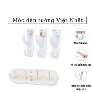 Thanh dán tường 4 móc gập gọn nhựa VIỆT NHẬT - Treo đồ, quần áo, chịu lực, siêu dính - 2811