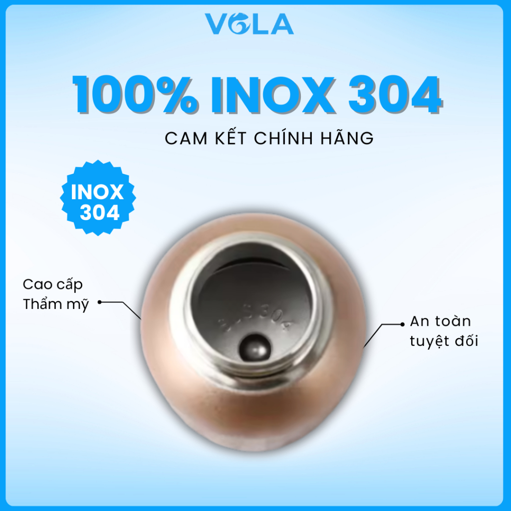 Bình giữ nhiệt VOLA 300ml inox 304, Bình giữ nhiệt mini có quai xách nhỏ gọn tiện lợi, khắc tên miễn phí