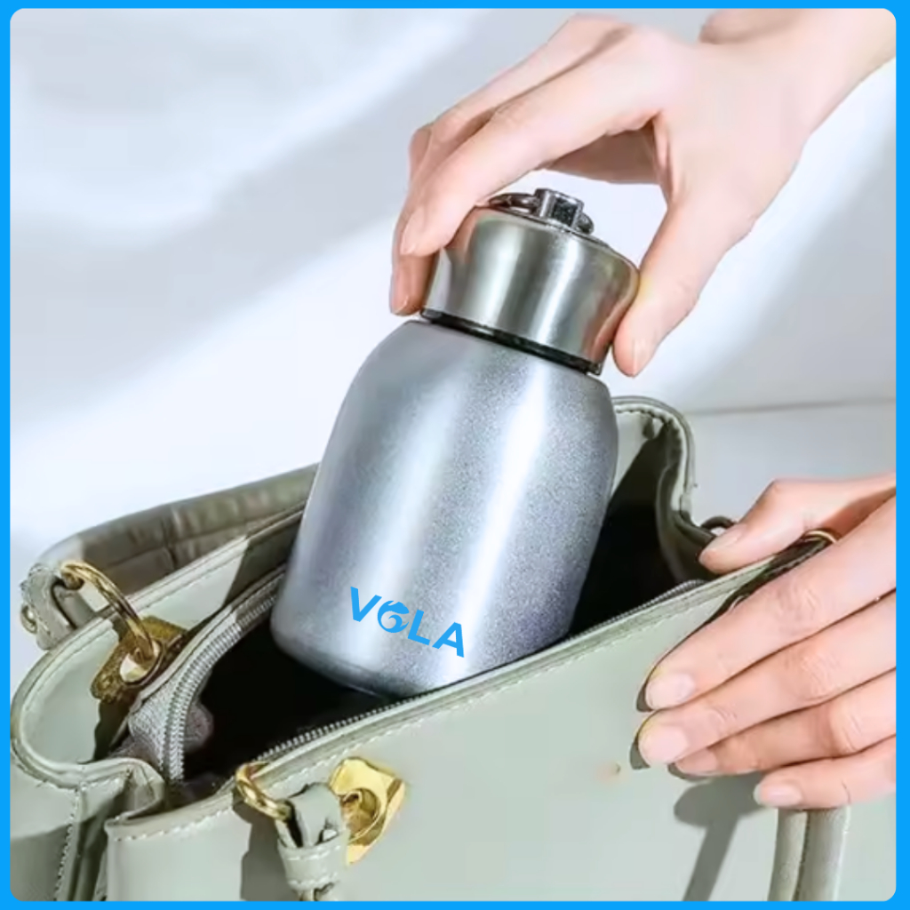Bình giữ nhiệt VOLA 300ml inox 304, Bình giữ nhiệt mini có quai xách nhỏ gọn tiện lợi, khắc tên miễn phí