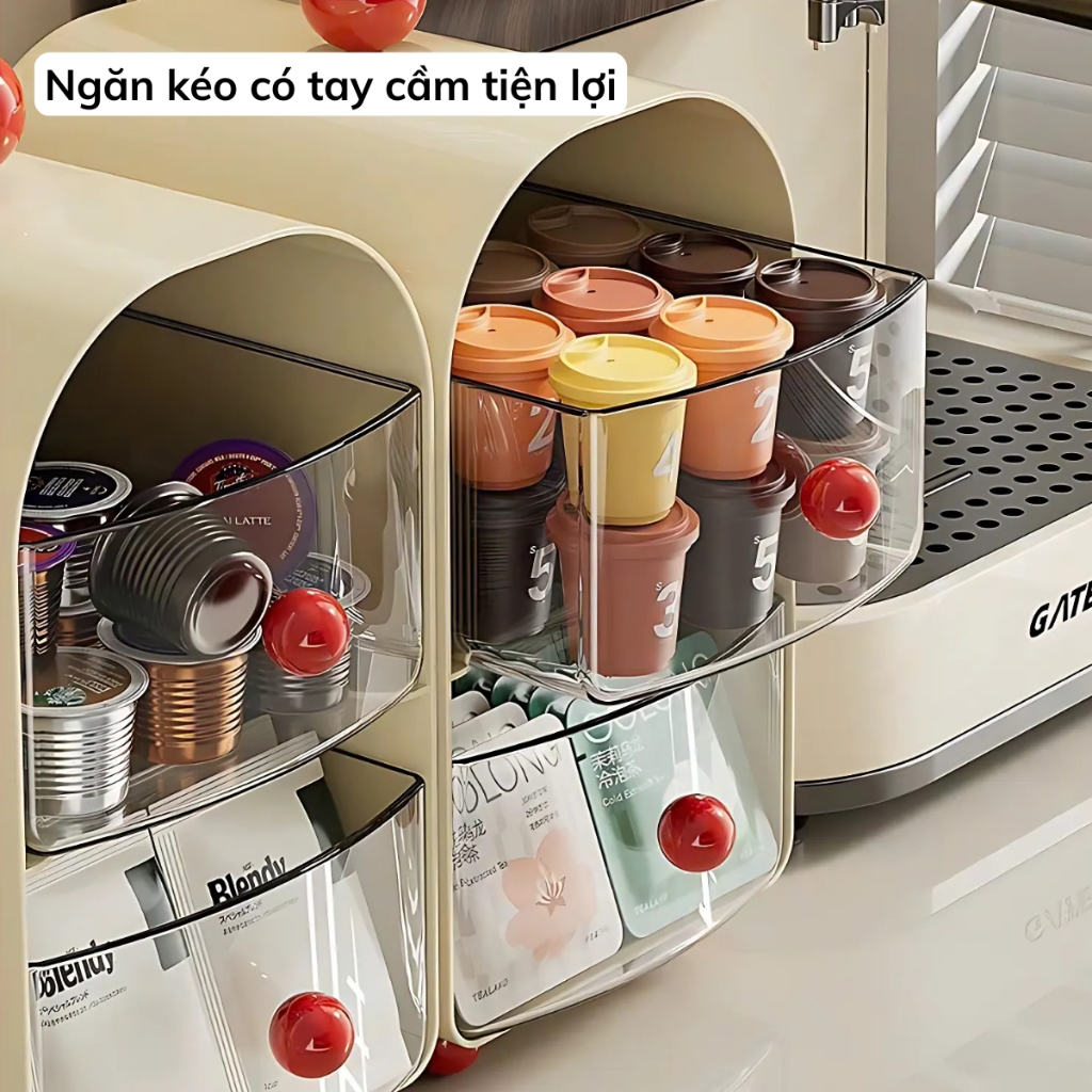 Kệ Đựng Mỹ Phẩm 2 Tầng Để Bàn Bằng Nhựa Cao Cấp, Kệ Đựng Đồ Trang Điểm, Đồ Makeup 2 Ngăn Kéo Decor Bàn Làm Việc
